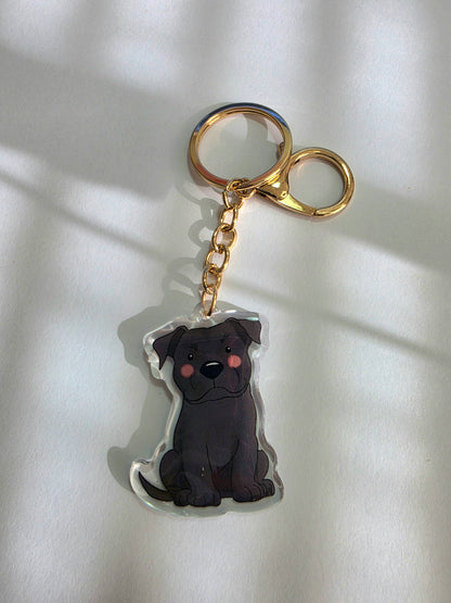 Pet Keychain 002 - Black - Staffordshire Bull Terrier
