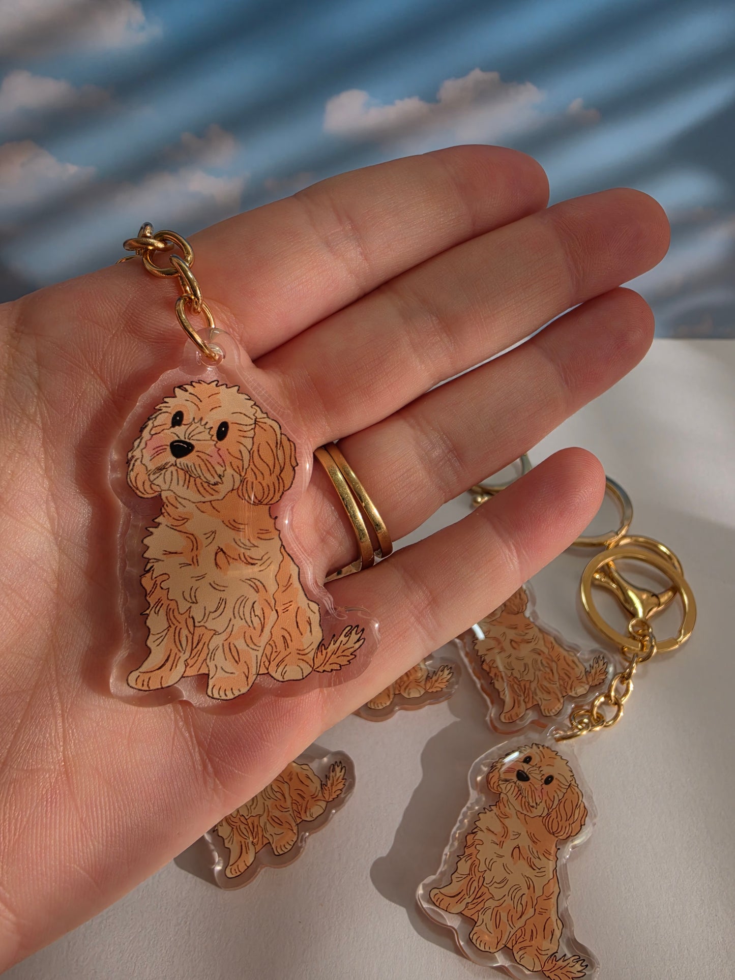 Pet Keychain 017 - Cream - Cavoodle