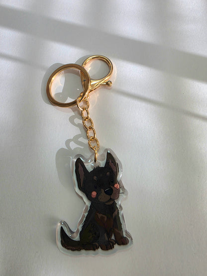 Pet Keychain 025 - Black - Kelpie