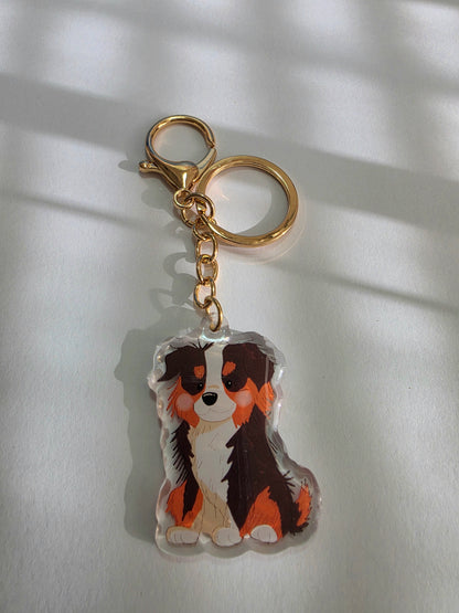 Pet Keychain 033 - Black Tricolour - Aussie Shepherd