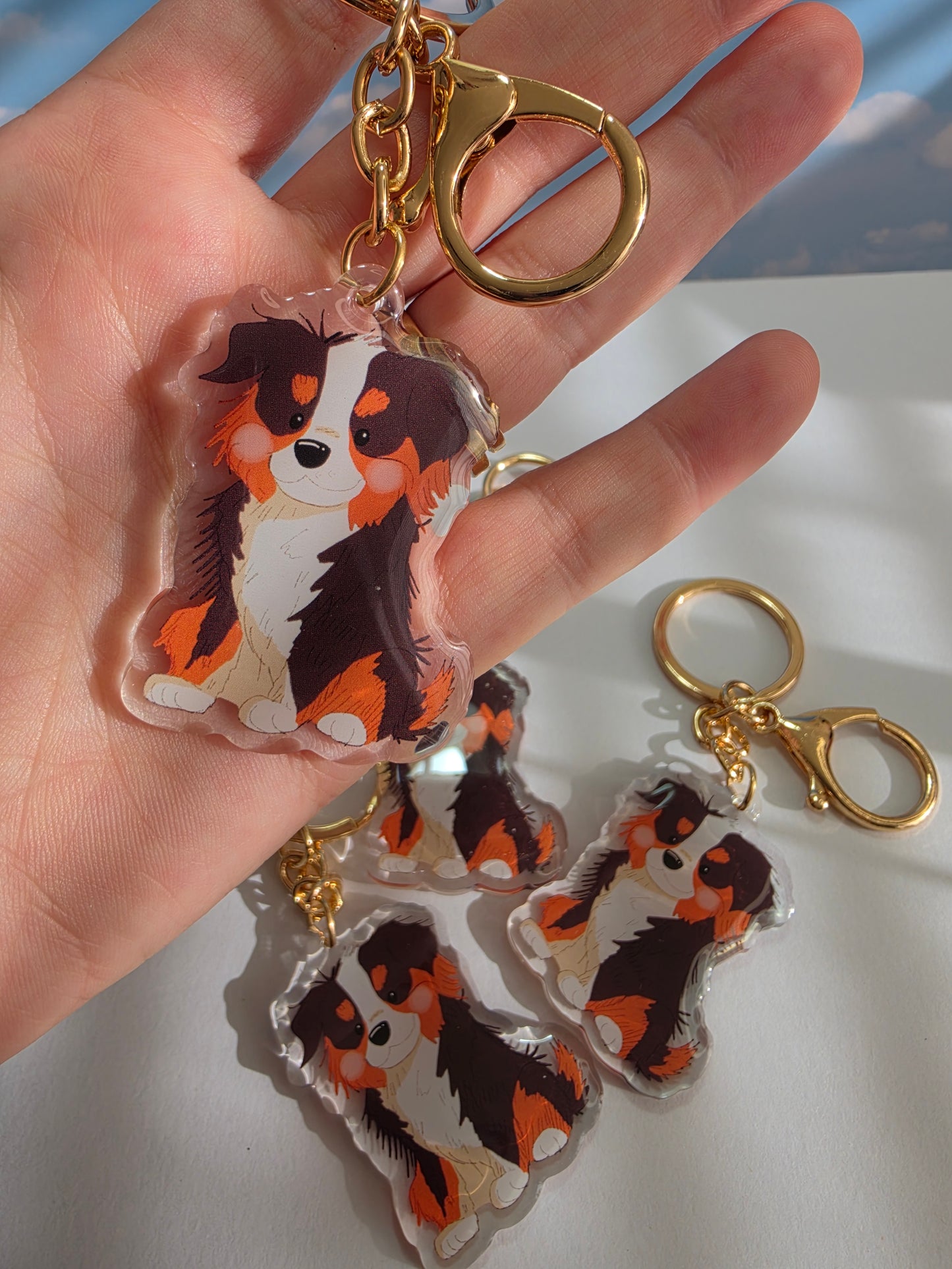 Pet Keychain 033 - Black Tricolour - Aussie Shepherd