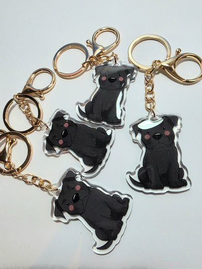 Pet Keychain 002 - Black - Staffordshire Bull Terrier