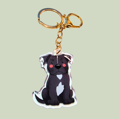 Pet Keychain 001 - Tuxedo - Staffordshire Bull Terrier