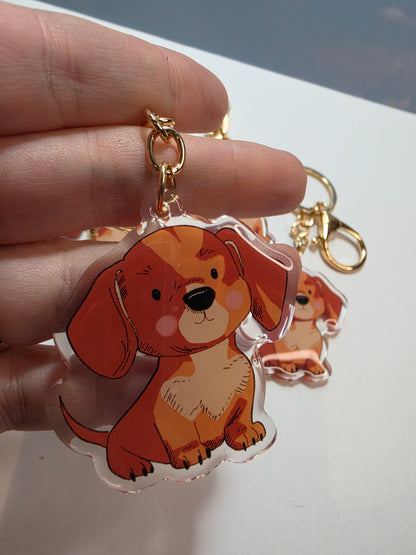 Pet Keychain 011 - Red - Dachshund