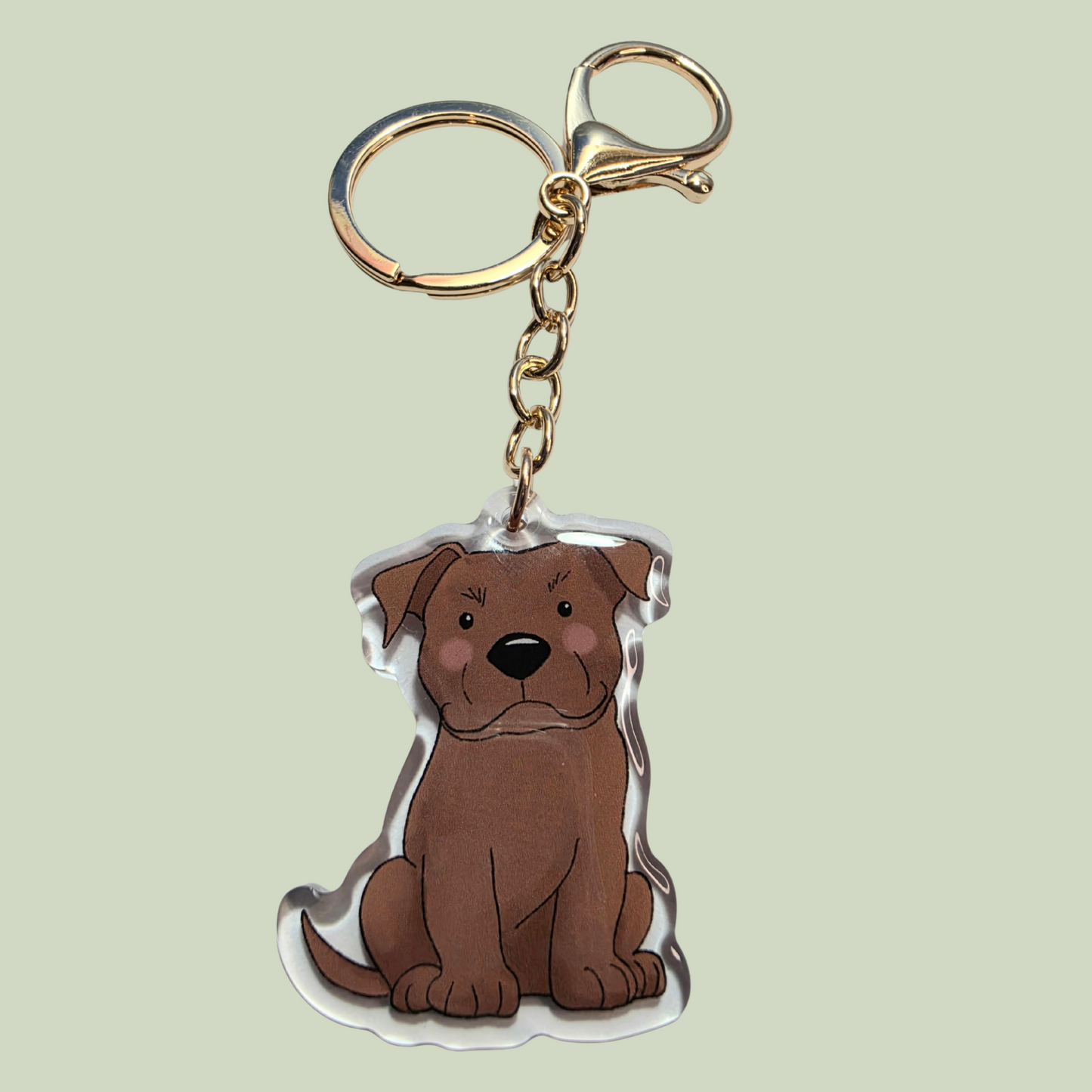 Pet Keychain 006 - Tan - Staffordshire Bull Terrier