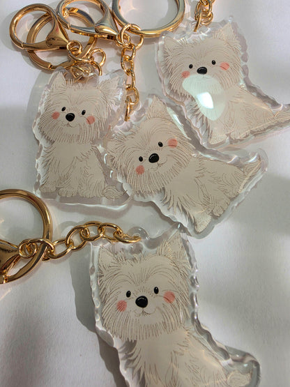 Pet Keychain 052 - White - Yorkshire Terrier