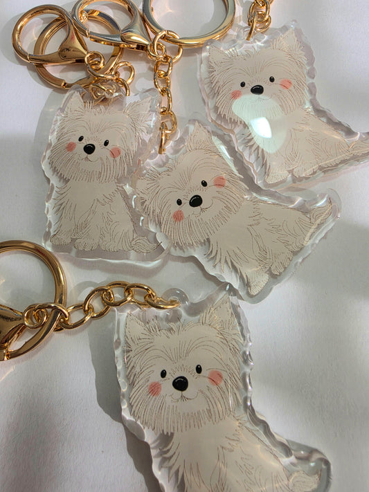 Pet Keychain 052 - White - Yorkshire Terrier