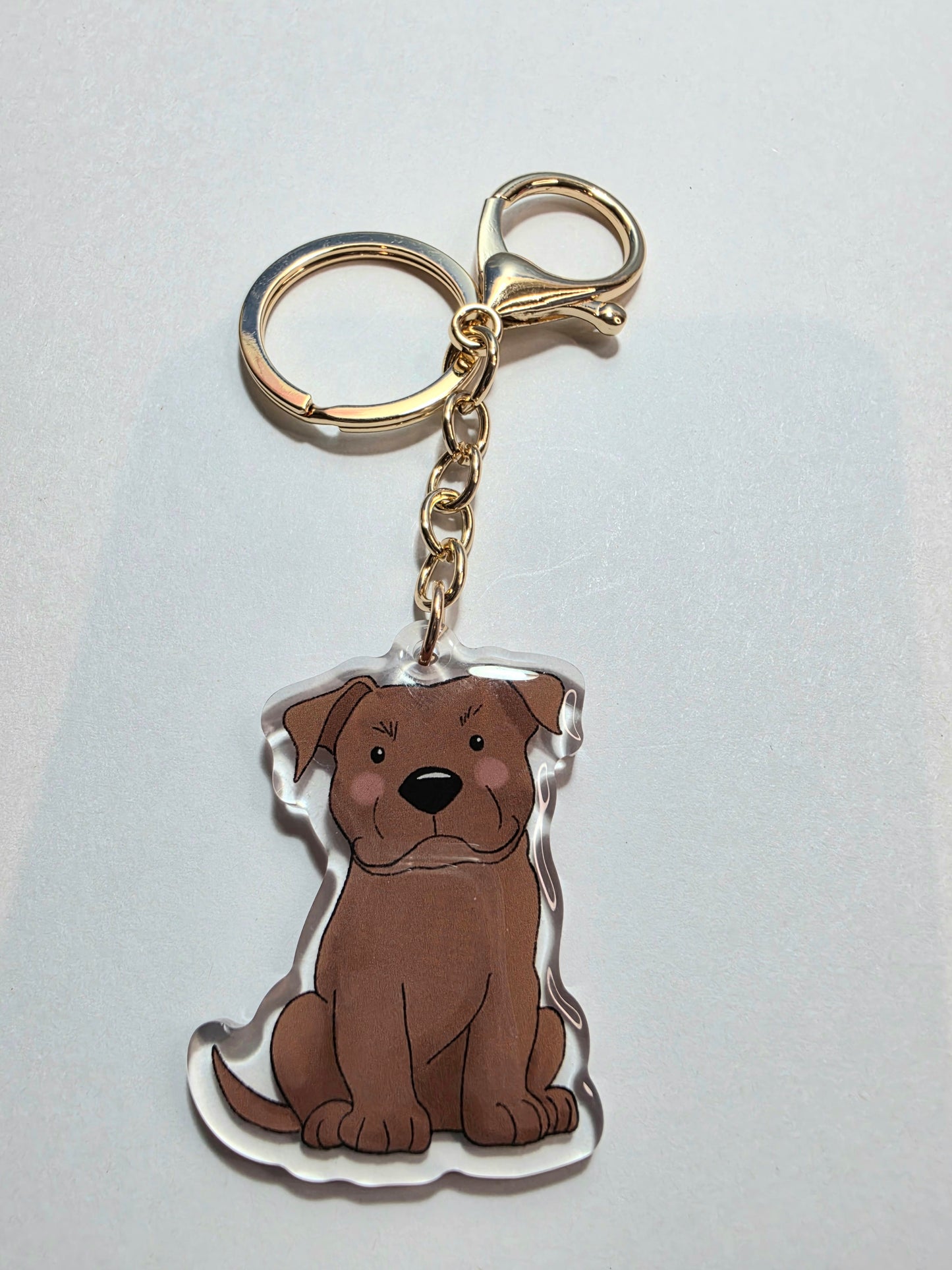 Pet Keychain 006 - Tan - Staffordshire Bull Terrier