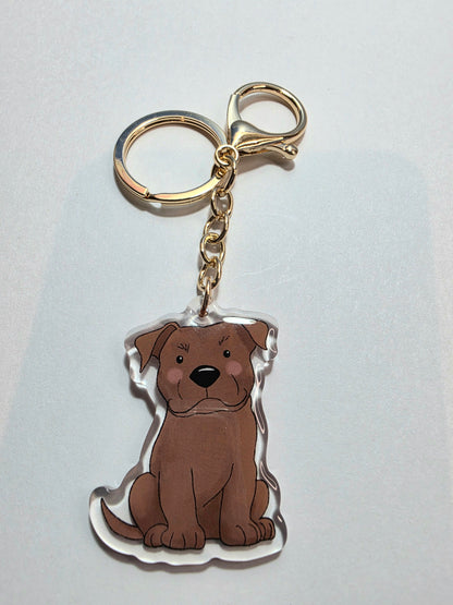 Pet Keychain 006 - Tan - Staffordshire Bull Terrier