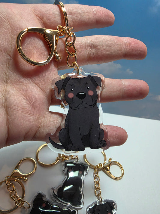Pet Keychain 002 - Black - Staffordshire Bull Terrier