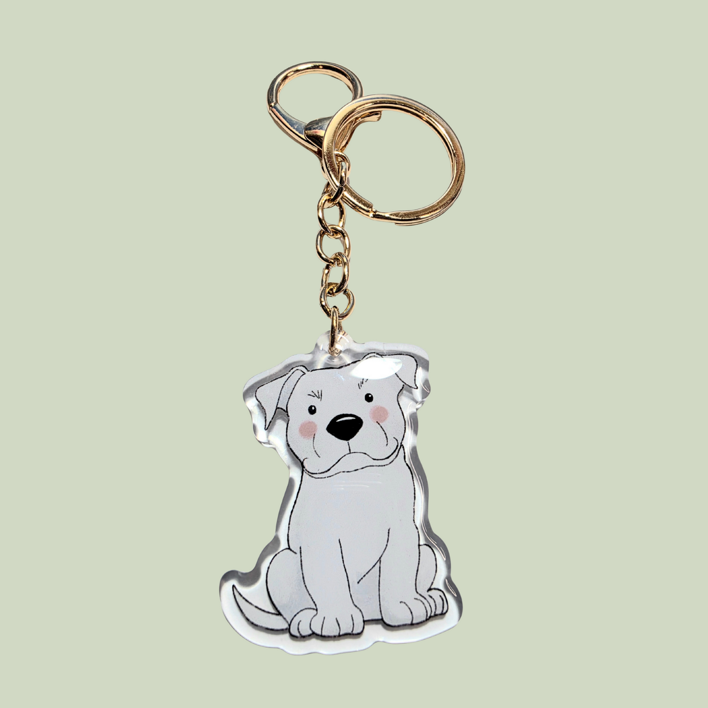 Pet Keychain 003 - White - Staffordshire Bull Terrier