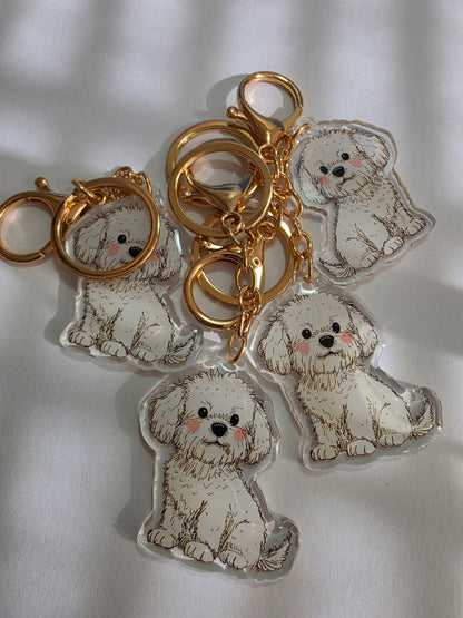 Pet Keychain 058 - White - Bichon Frise