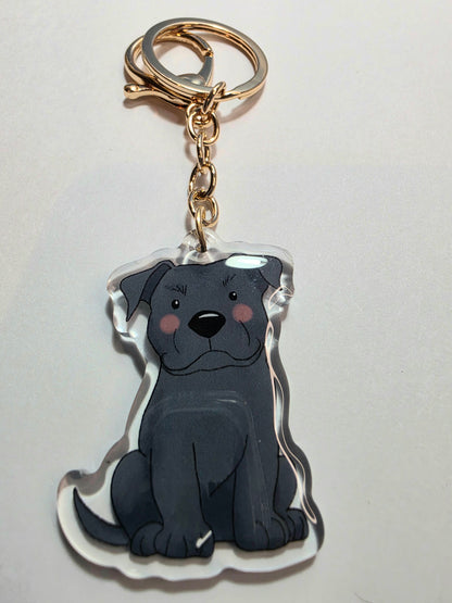 Pet Keychain 009 - Blue Grey - Staffordshire Bull Terrier