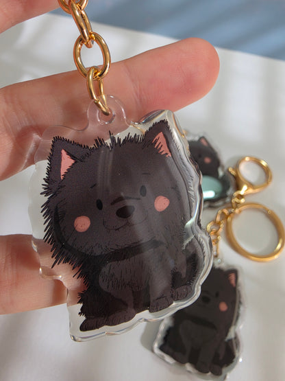 Pet Keychain 054 - Black - Pomeranian