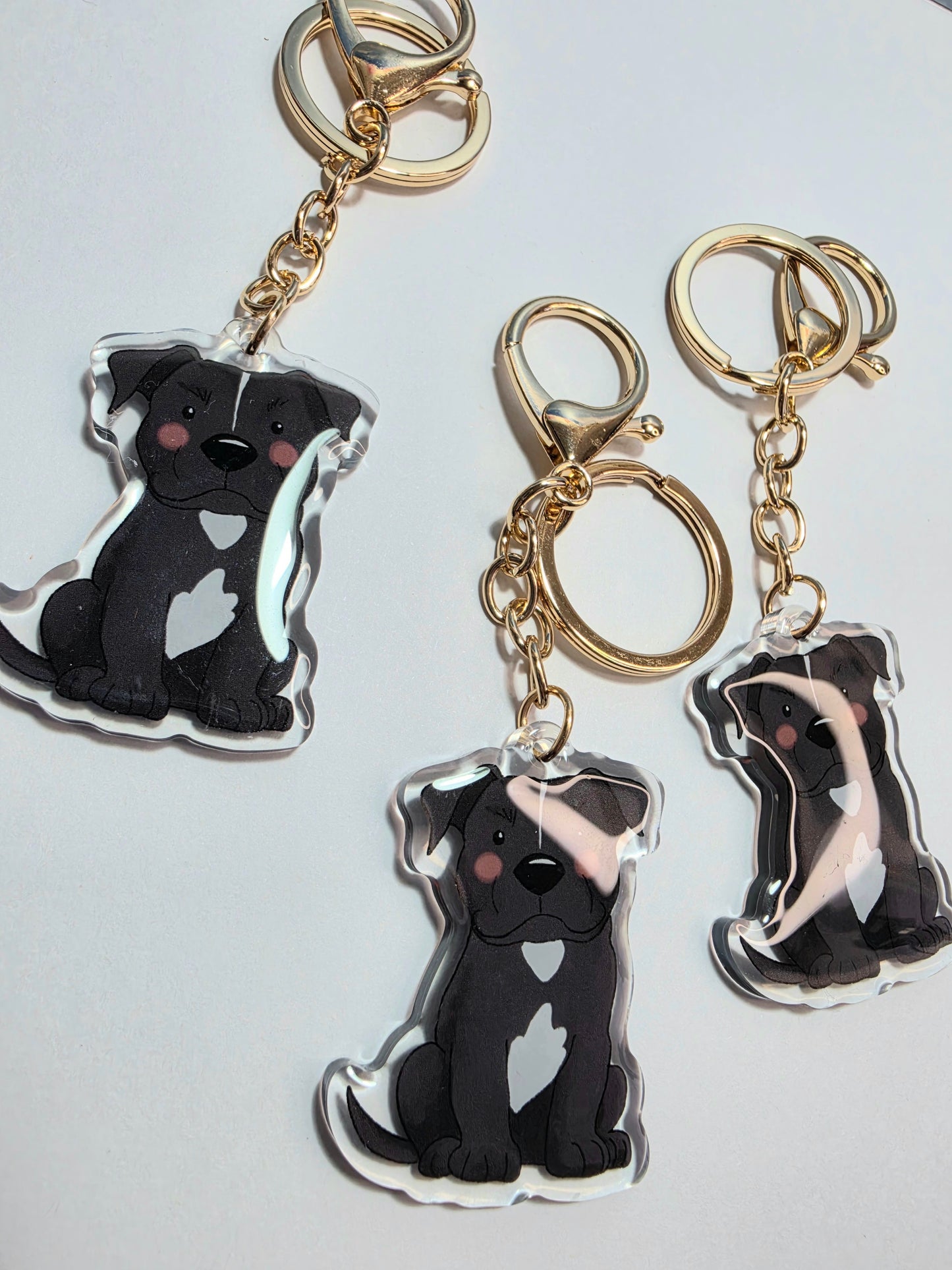 Pet Keychain 001 - Tuxedo - Staffordshire Bull Terrier