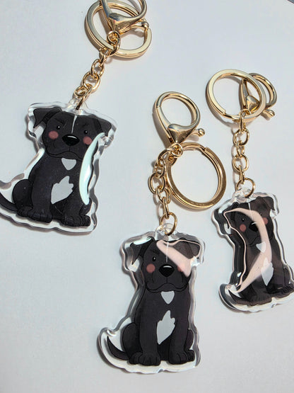 Pet Keychain 001 - Tuxedo - Staffordshire Bull Terrier