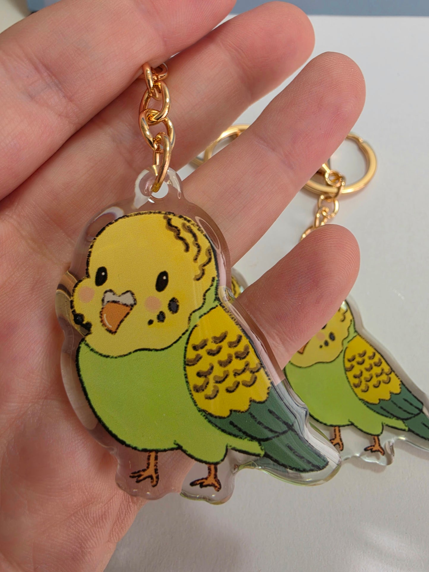 Pet Keychain 090 - Green Budgie - Bird