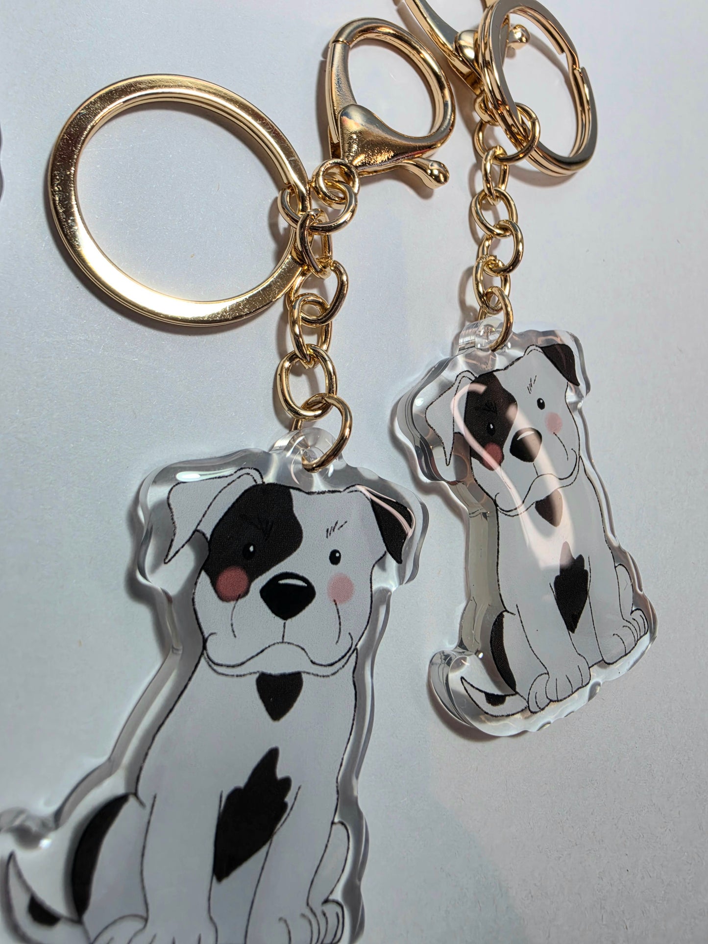 Pet Keychain 004 - Black and White - Staffordshire Bull Terrier