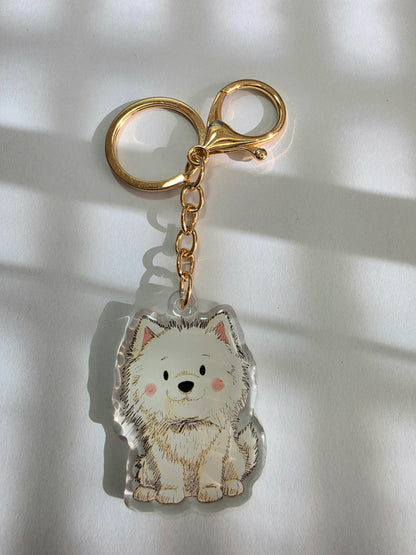 Pet Keychain 056 - White - Pomeranian