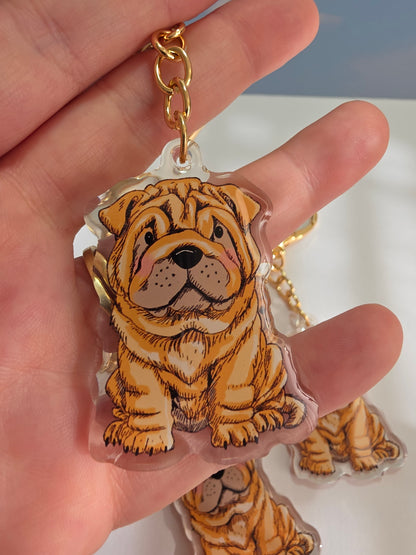 Pet Keychain 069 - Fawn - Shar Pei