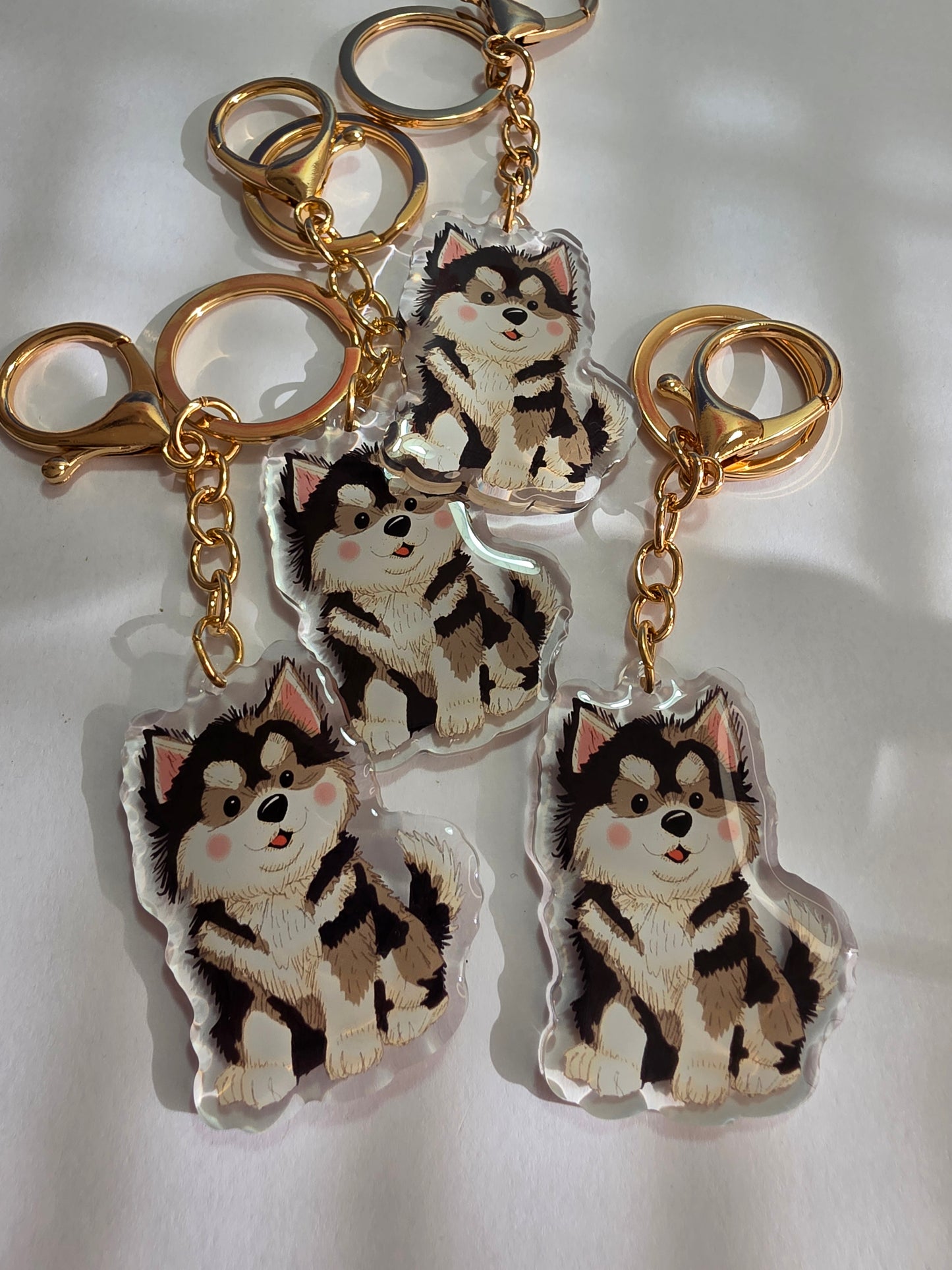Pet Keychain 076 - Black and White - Huski