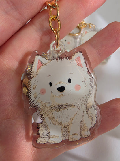 Pet Keychain 056 - White - Pomeranian