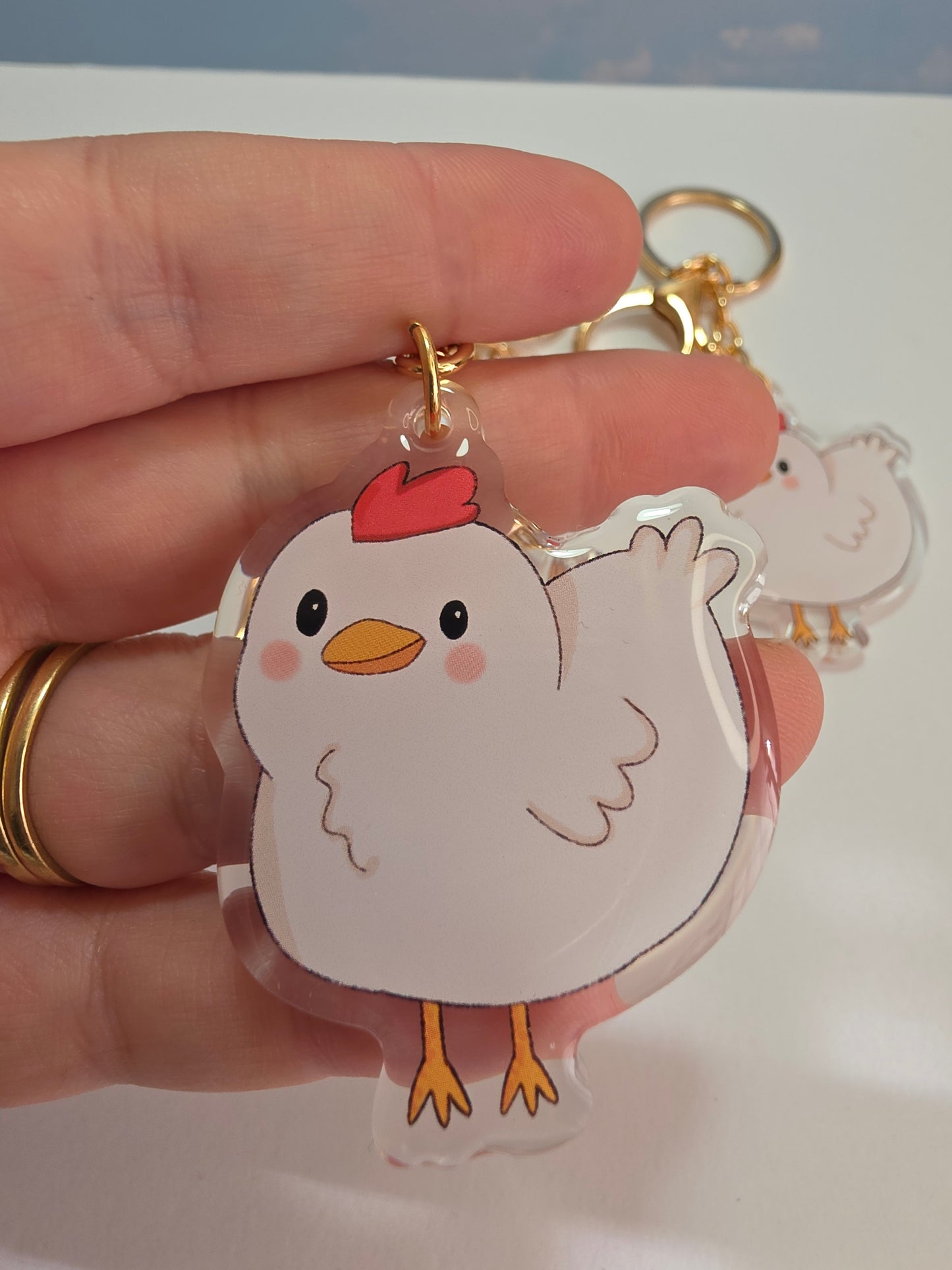 Pet Keychain 094 - White - Chicken