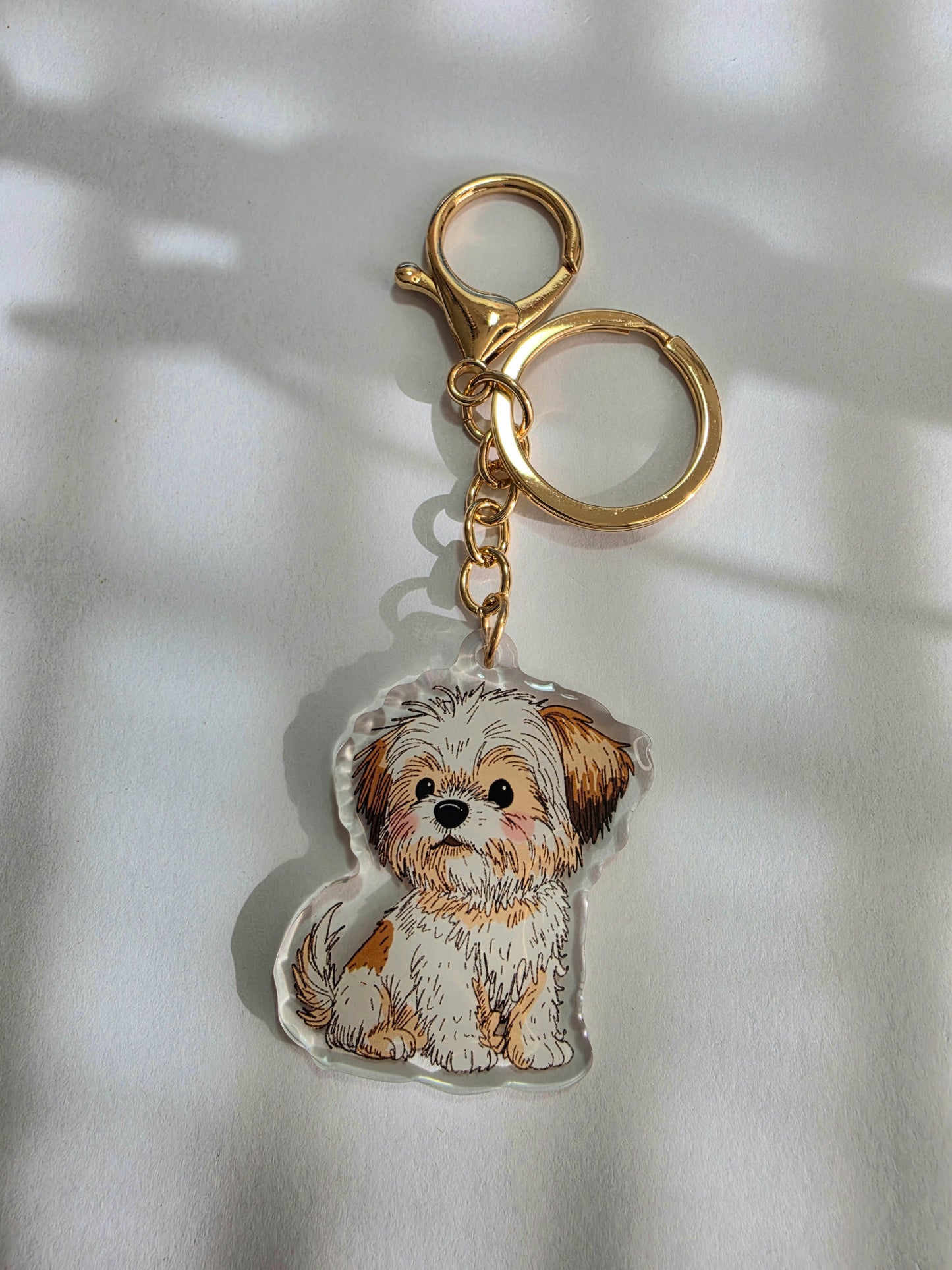 Pet Keychain 059 - White - Shih Tzu
