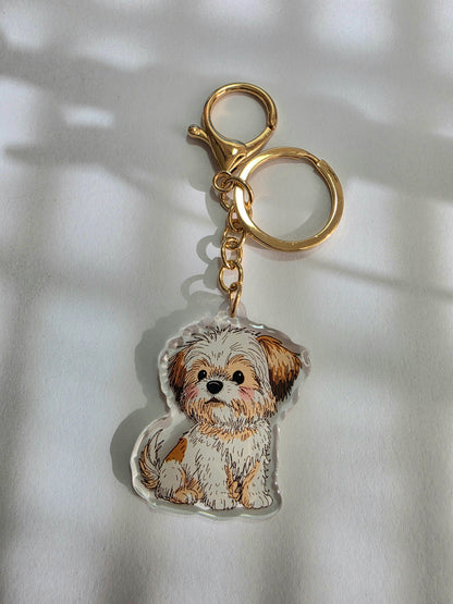 Pet Keychain 059 - White - Shih Tzu
