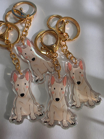 Pet Keychain 040 - White - Bull Terrier