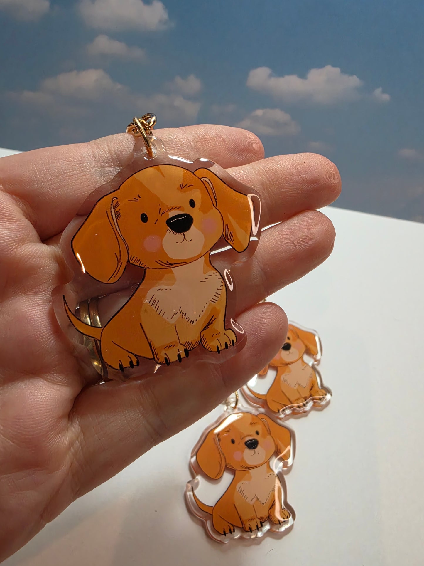 Pet Keychain 012 - Cream - Dachshund