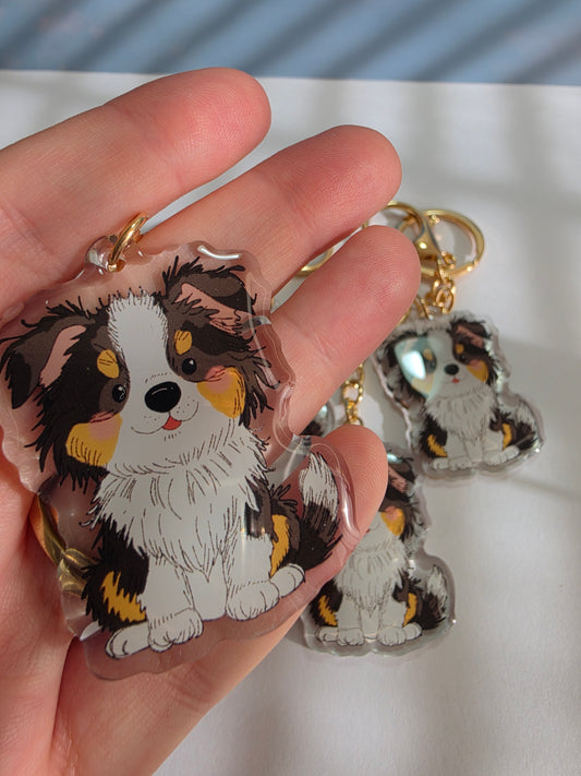 Pet Keychain 044 - Black Tricolour - Border Collie