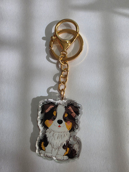 Pet Keychain 044 - Black Tricolour - Border Collie