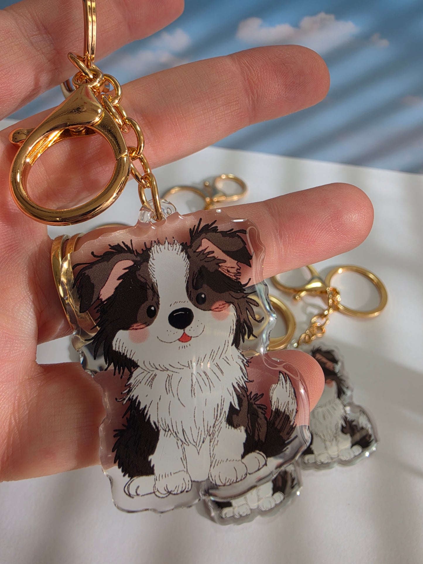 Pet Keychain 043 - Black and White - Border Collie
