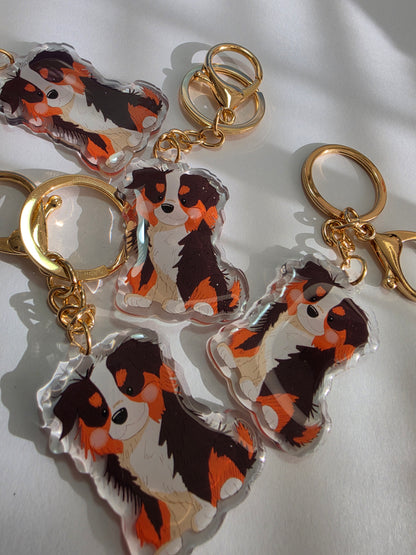 Pet Keychain 033 - Black Tricolour - Aussie Shepherd