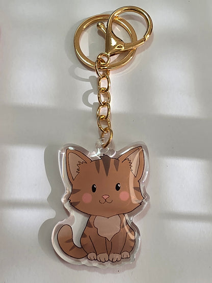 Pet Keychain 085 - Brown - Cat