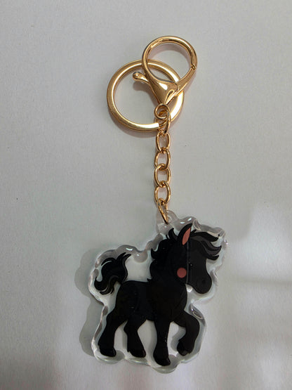 Pet Keychain 102 - Black - Horse