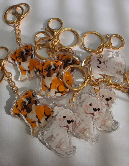 Pet Keychain 038 - White - Boxer