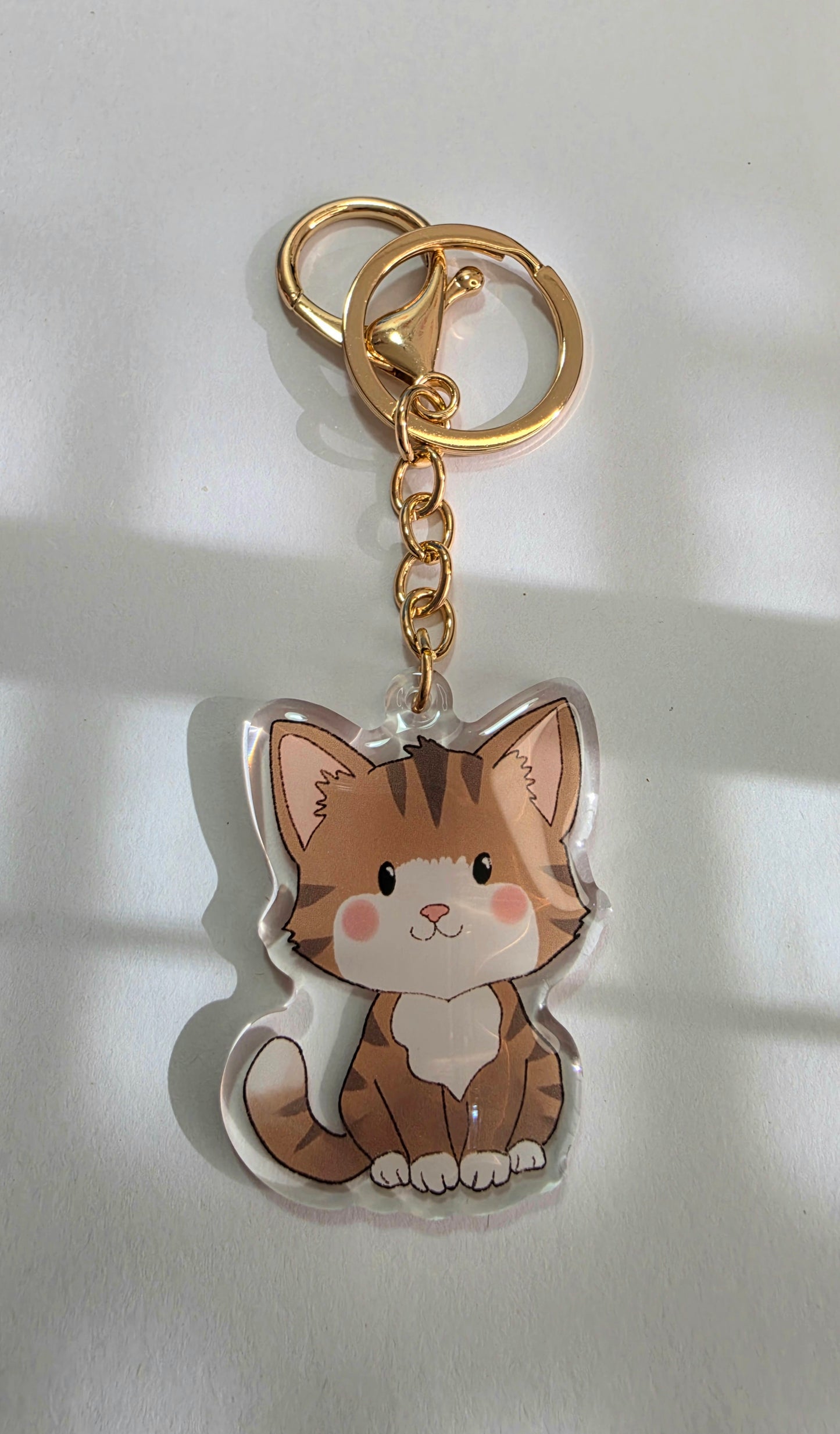 Pet Keychain 086 - Brown and White - Cat