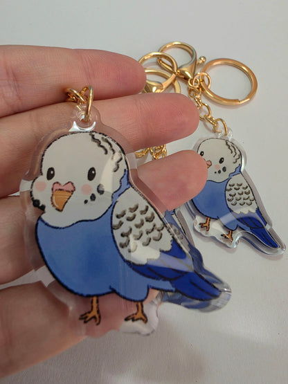 Pet Keychain 091 - Blue Budgie - Bird